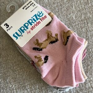 Stride Rite pink horse ankle socks